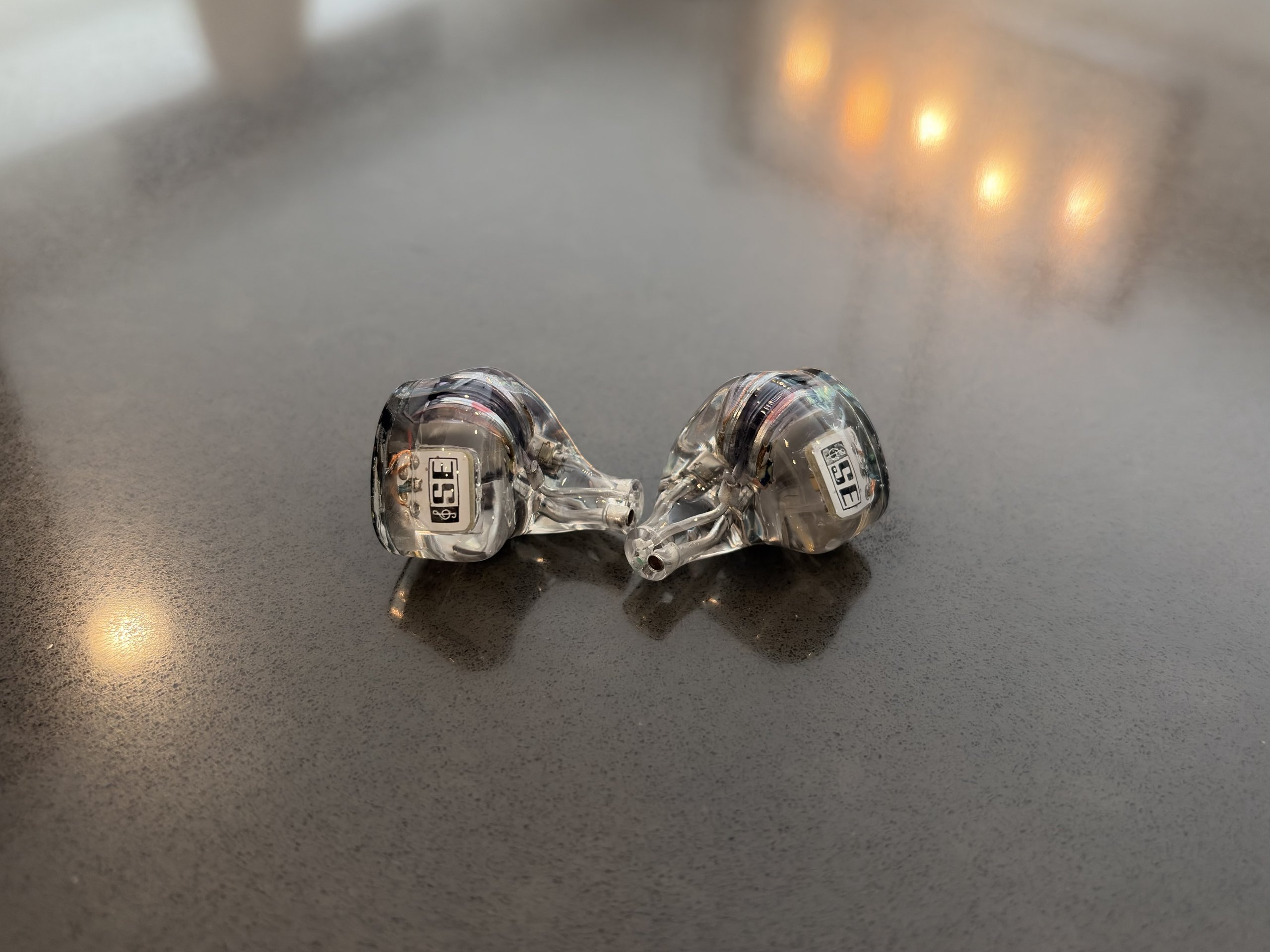 Hexad II translucent shells showing the six-driver internals